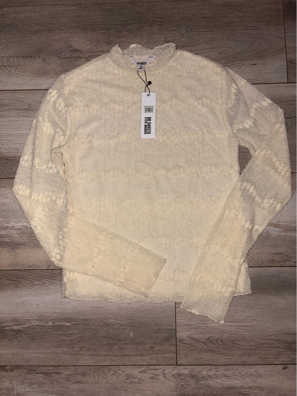 Steve Madden Cream Long Sleeve Textured Knit Top